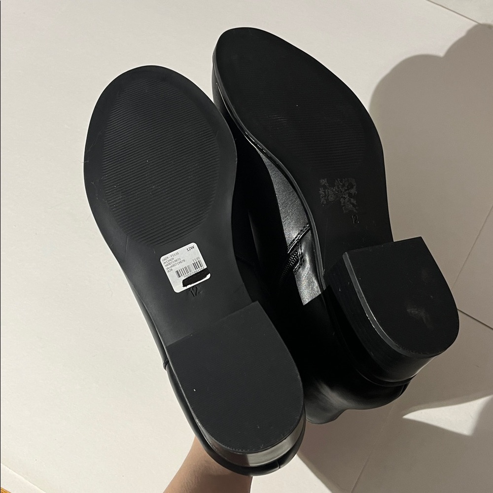 Lane Bryant Black Ankle Booties Boots Shoes Side Zipper sz 12W NEW Vegan Leather - Picture 7 of 10